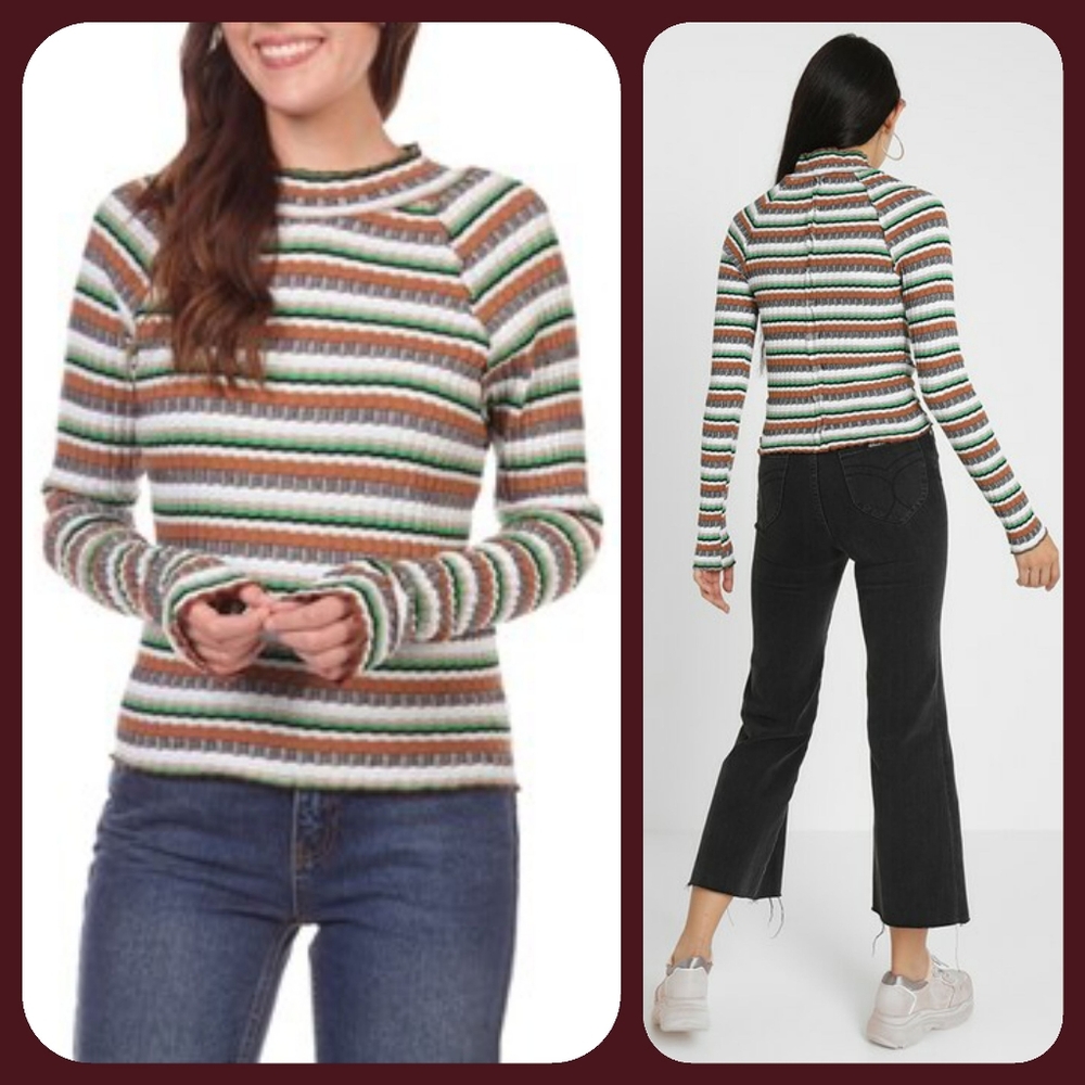 Free People Mirror Tee Cropped Ribbed Retro top - Picture 5 of 16